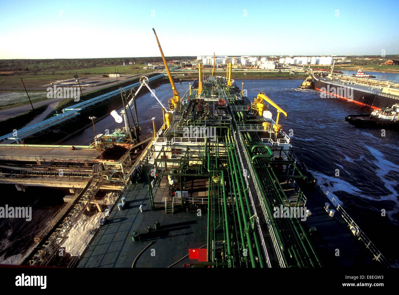 Oil Tanker Offloading in Houston Ship Channel Stock Photo Alamy