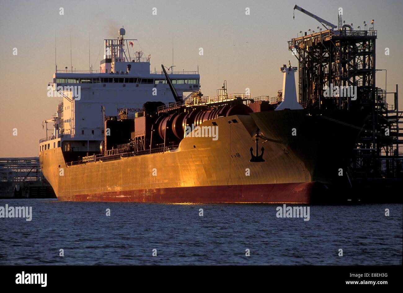 Oil Tanker Offloading in Houston Ship Channel at Sunset Stock Photo Alamy