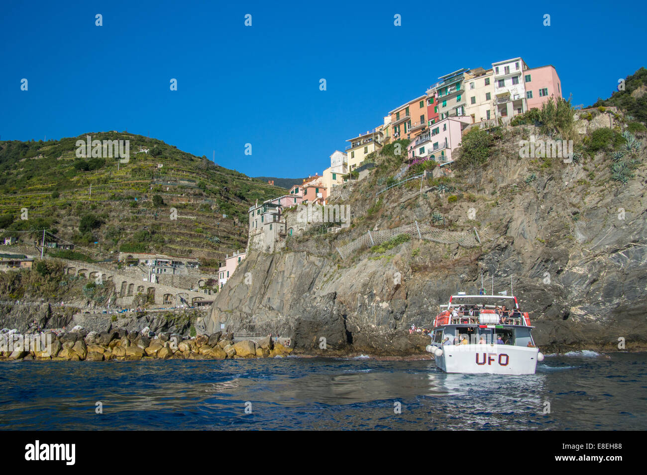 Manarola, Cinque Terre, Liguria, Italy. Stock Photo