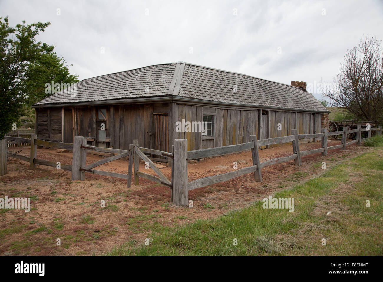The historic Early Settlers Hut at Delegate NSW Australia Stock Photo