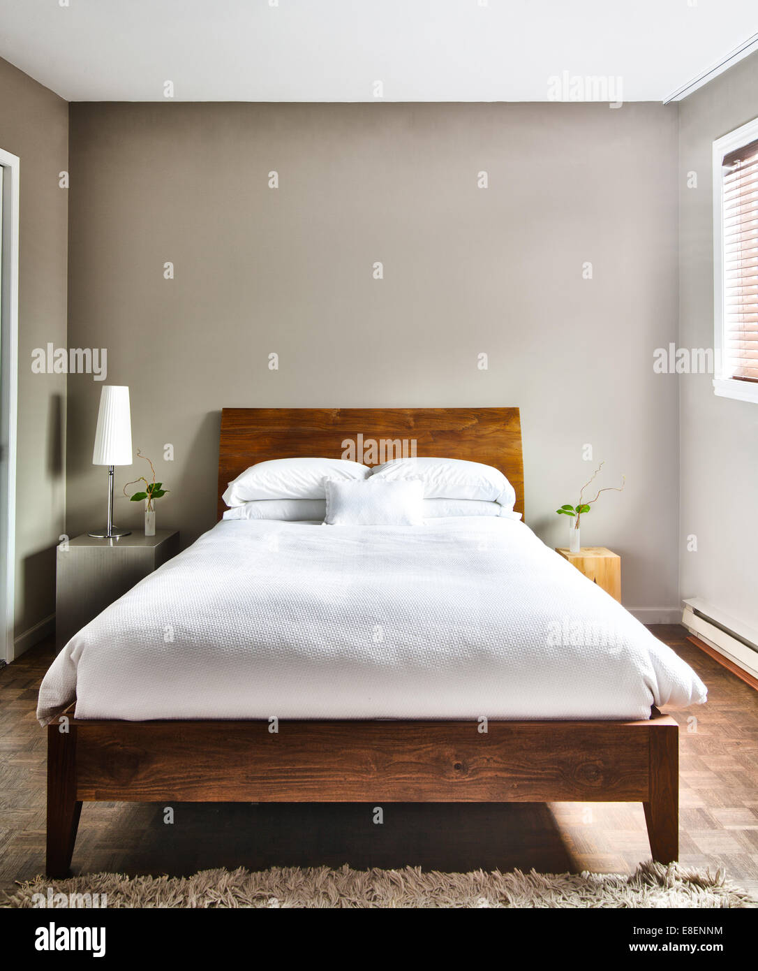 Empty Clean Bedroom Beautiful Modern Empty Hotel Room Interior. Video.
