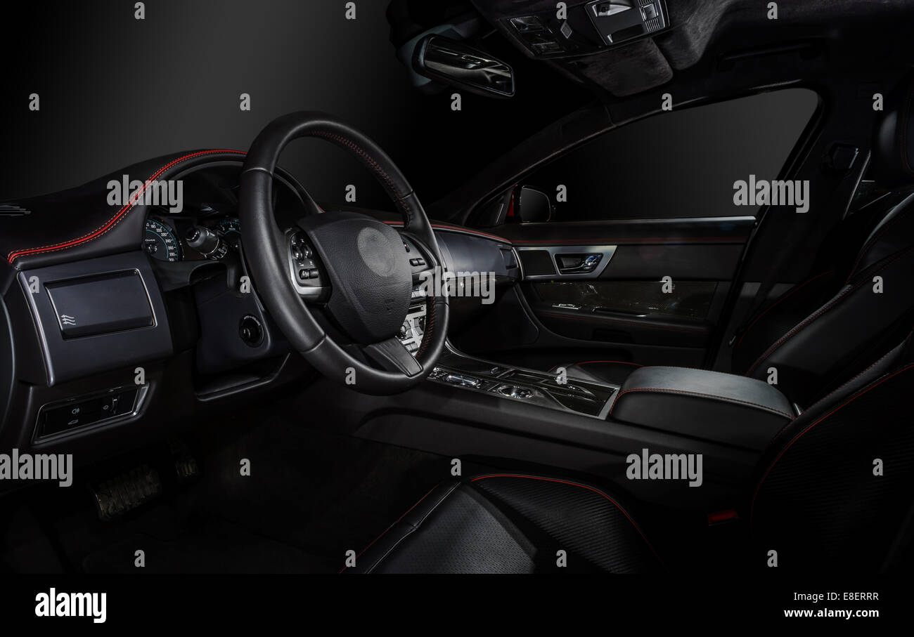 Luxury modern car interior. Elegant skin salon Stock Photo - Alamy