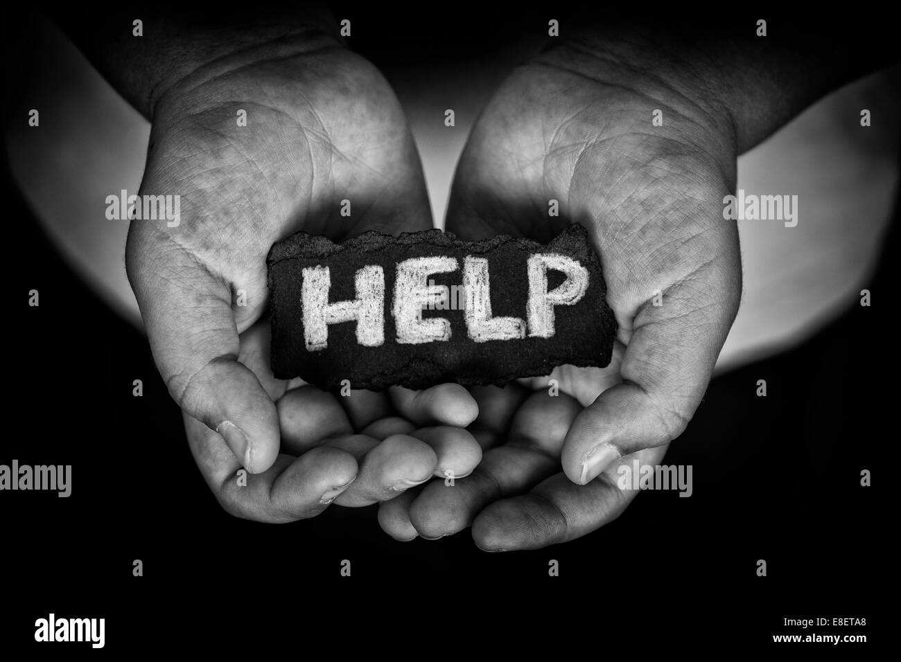 Paper piece word help Black and White Stock Photos & Images - Alamy
