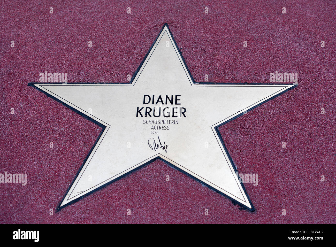 Star of Diana Kruger, Boulevard of Stars, Potsdamer Strasse, Berlin, Germany Stock Photo