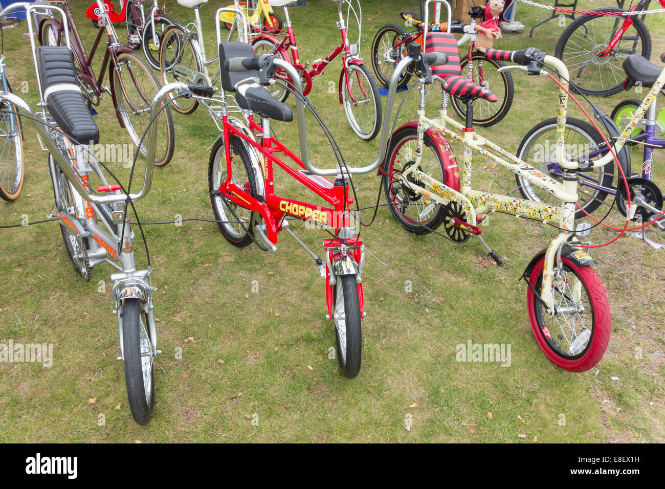 A display of childrens bicycles by Middlesbrough Bike Academy promoting cycling at an event in Centre Square Stock Photo