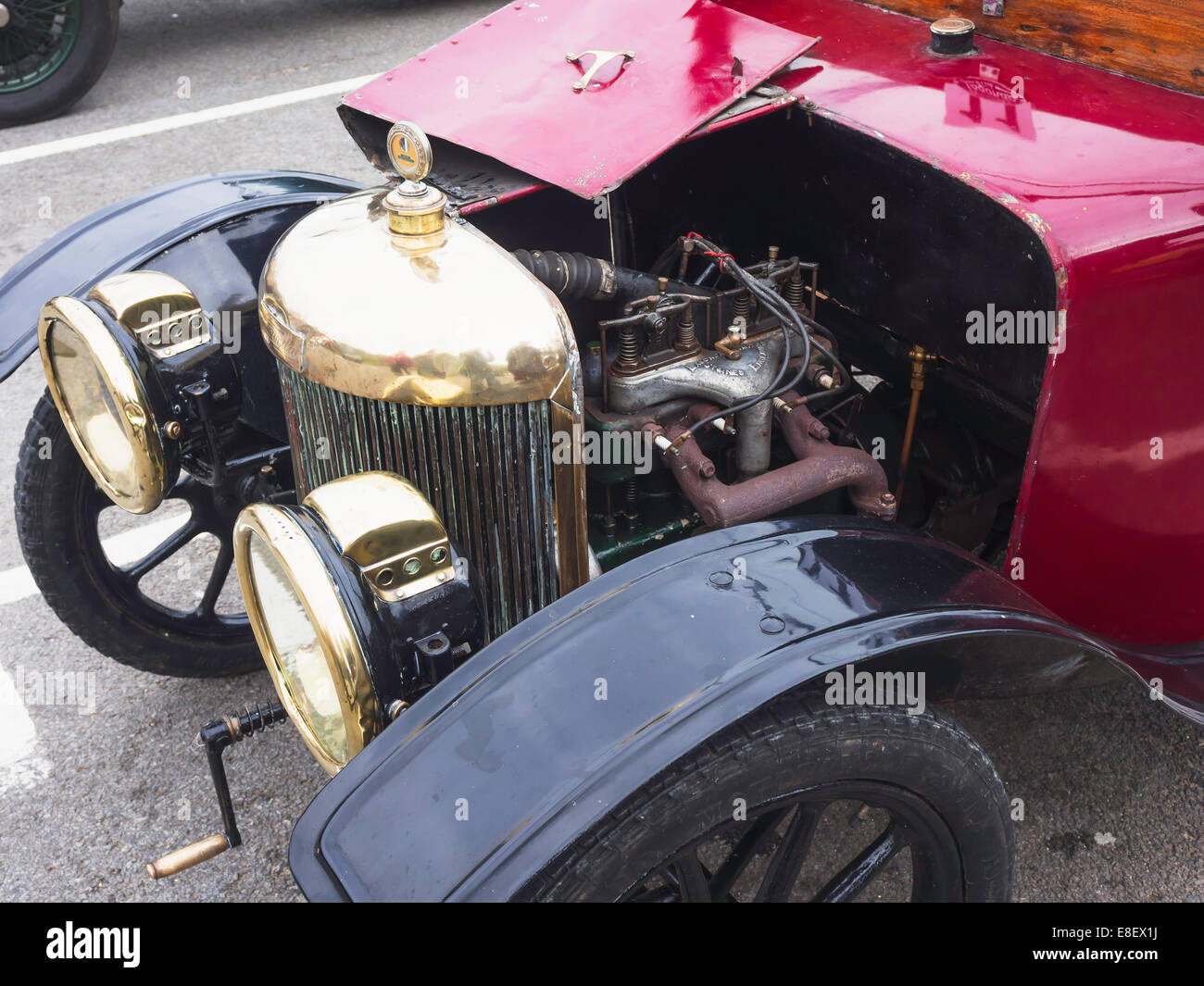 Close up showing engine of a 1923 Lagonda 11.1 HP car at Middlesbrough