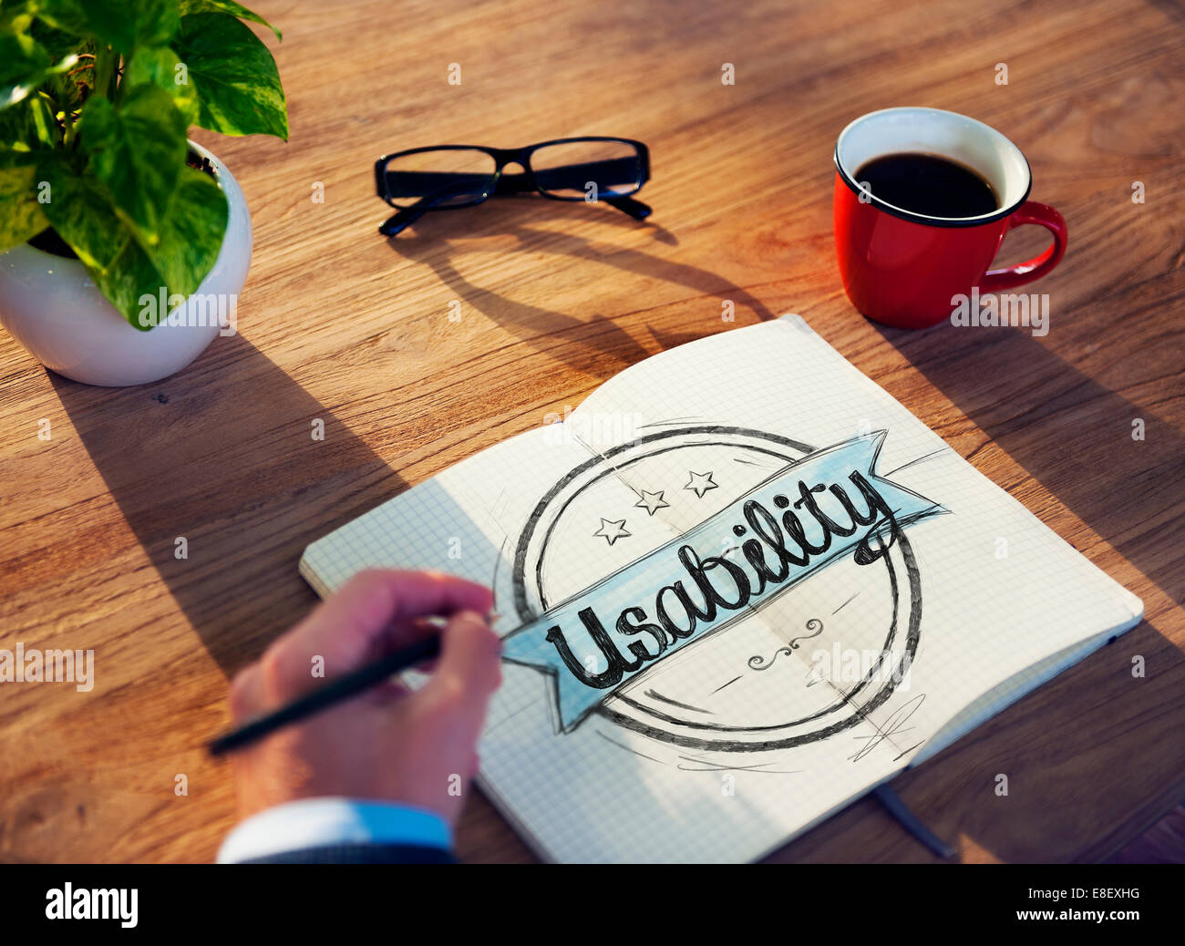 Businessman Brainstorming About Usability Stock Photo