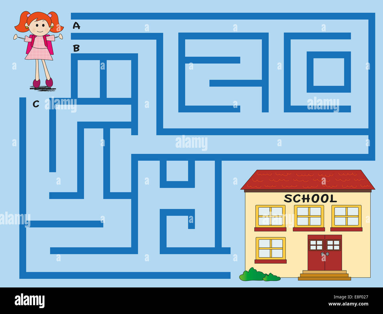 Blue labyrinth kids maze hi-res stock photography and images - Alamy