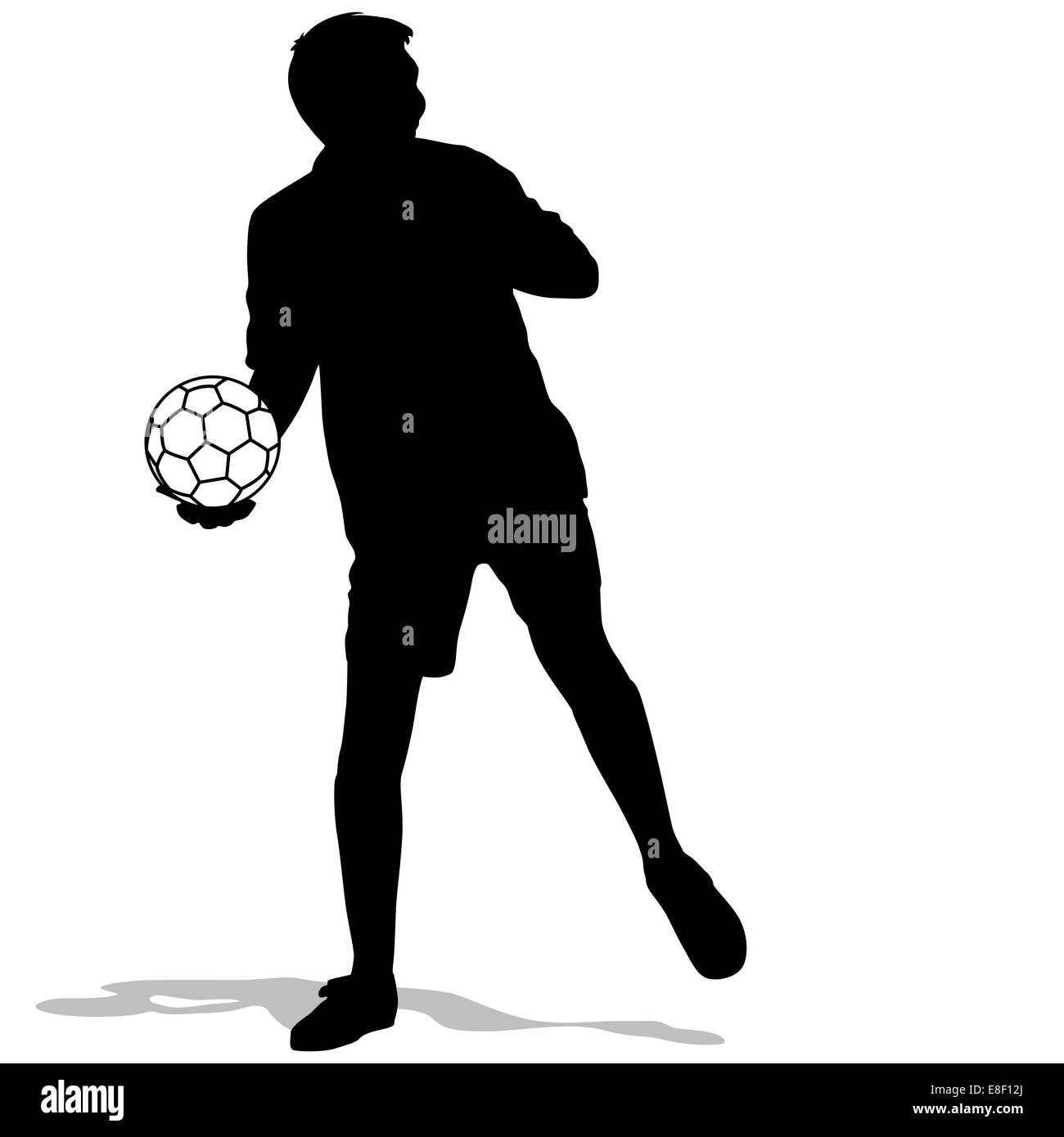 silhouettes of soccer players with the ball. Vector illustration Stock ...