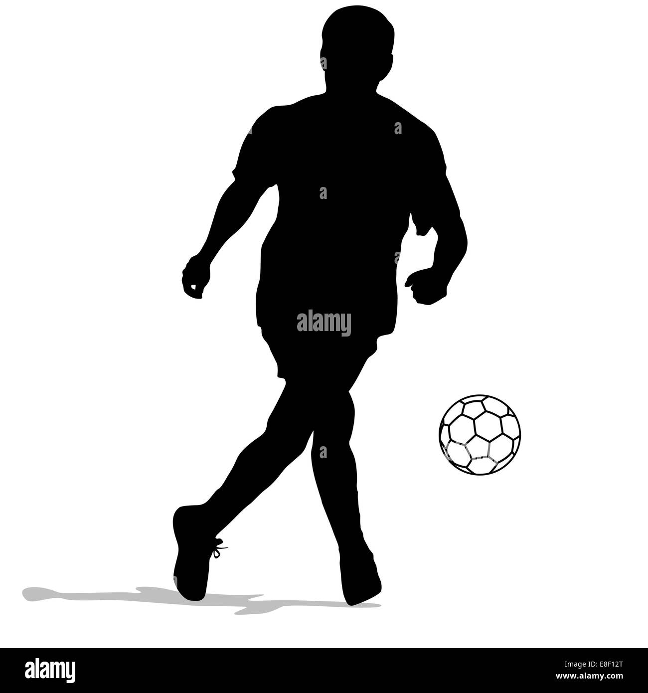 silhouettes of soccer players with the ball. Vector illustration Stock ...