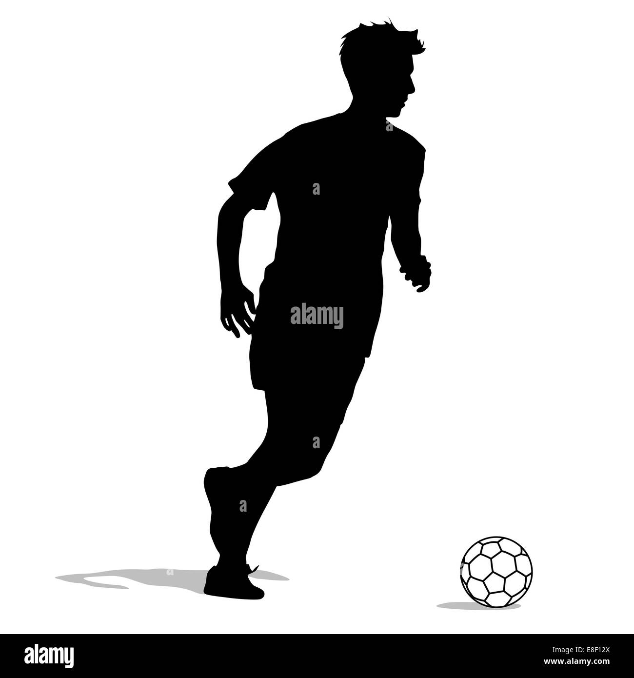 silhouettes of soccer players with the ball. Vector illustration Stock ...