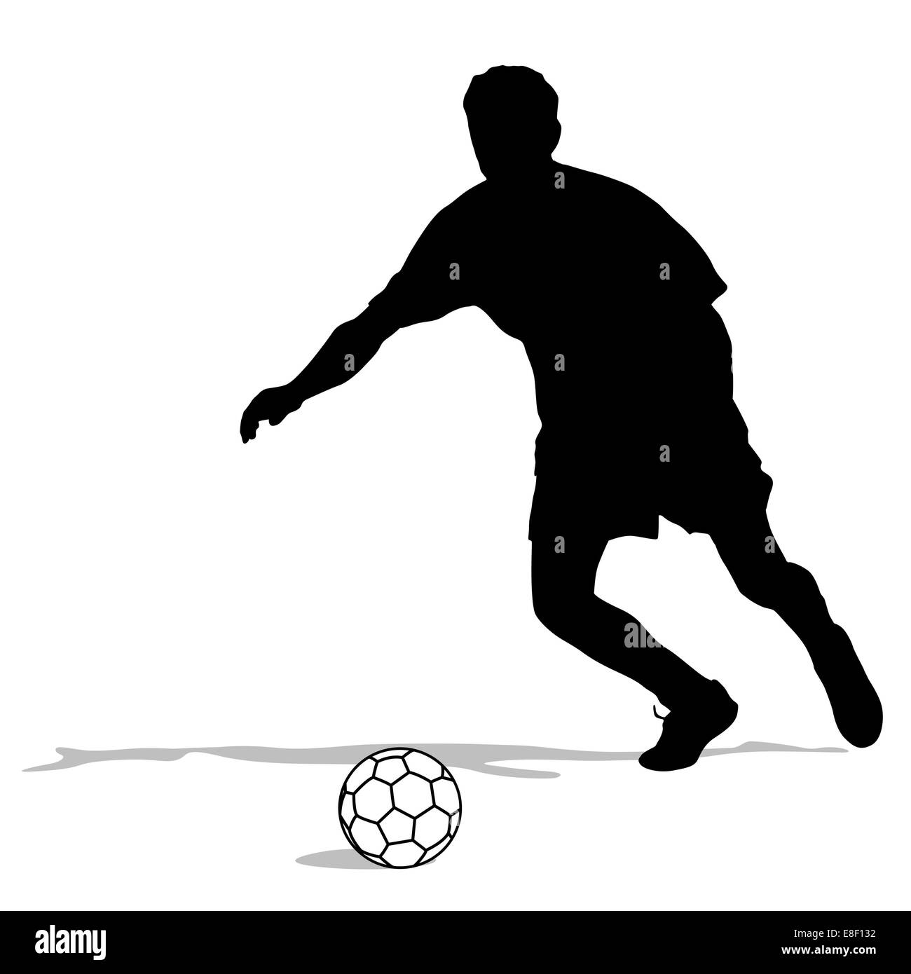 silhouettes of soccer players with the ball. Vector illustration Stock ...