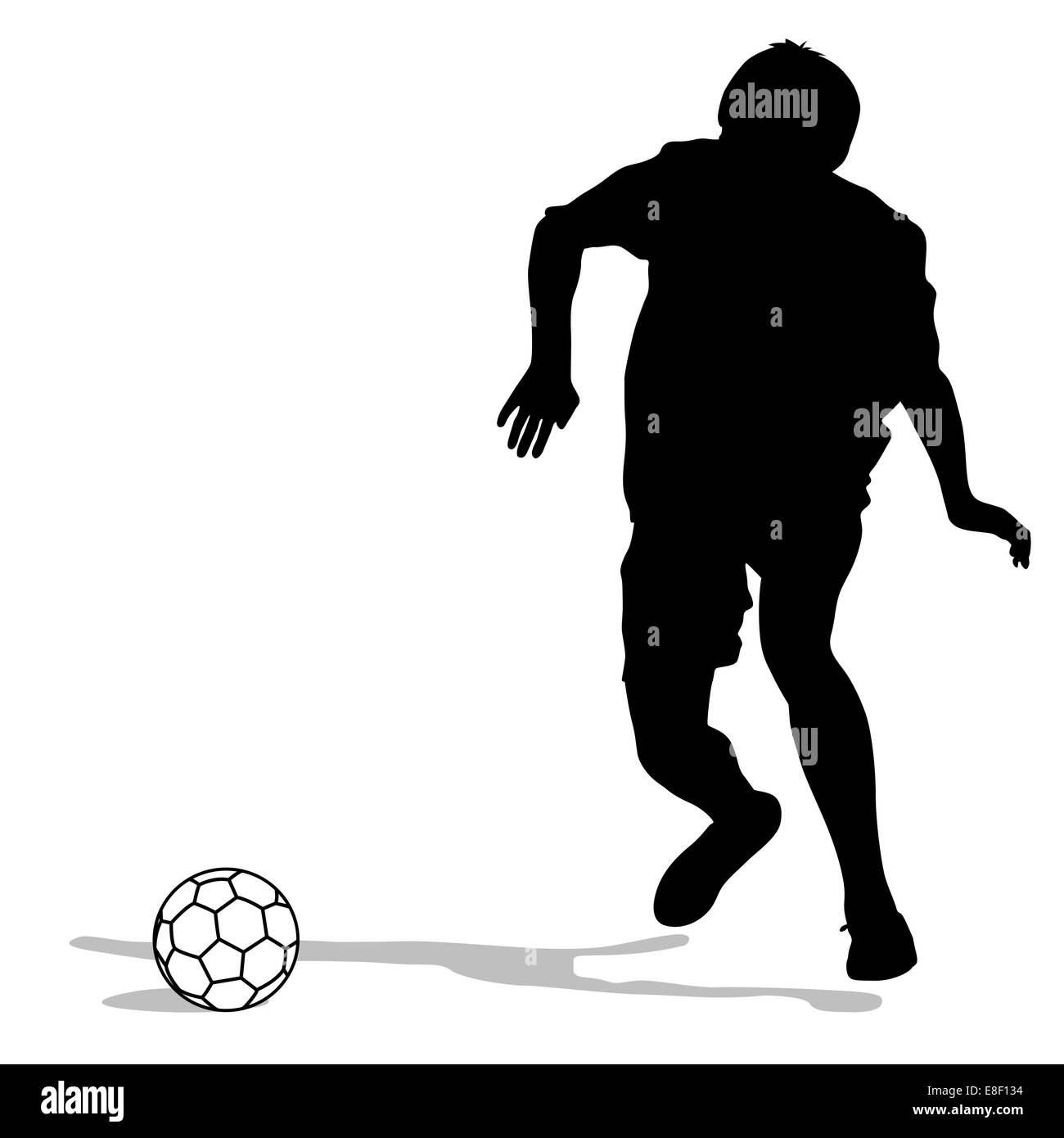 silhouettes of soccer players with the ball. Vector illustration Stock ...