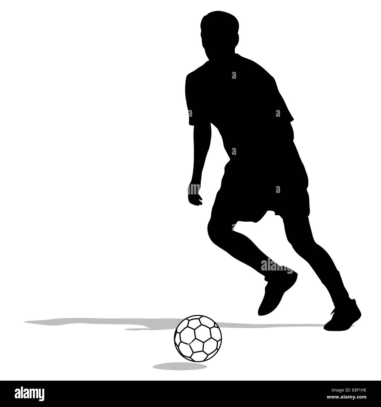 silhouettes of soccer players with the ball. Vector illustration Stock ...