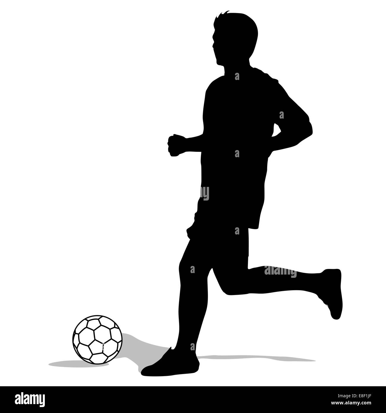 silhouettes of soccer players with the ball. Vector illustration Stock ...