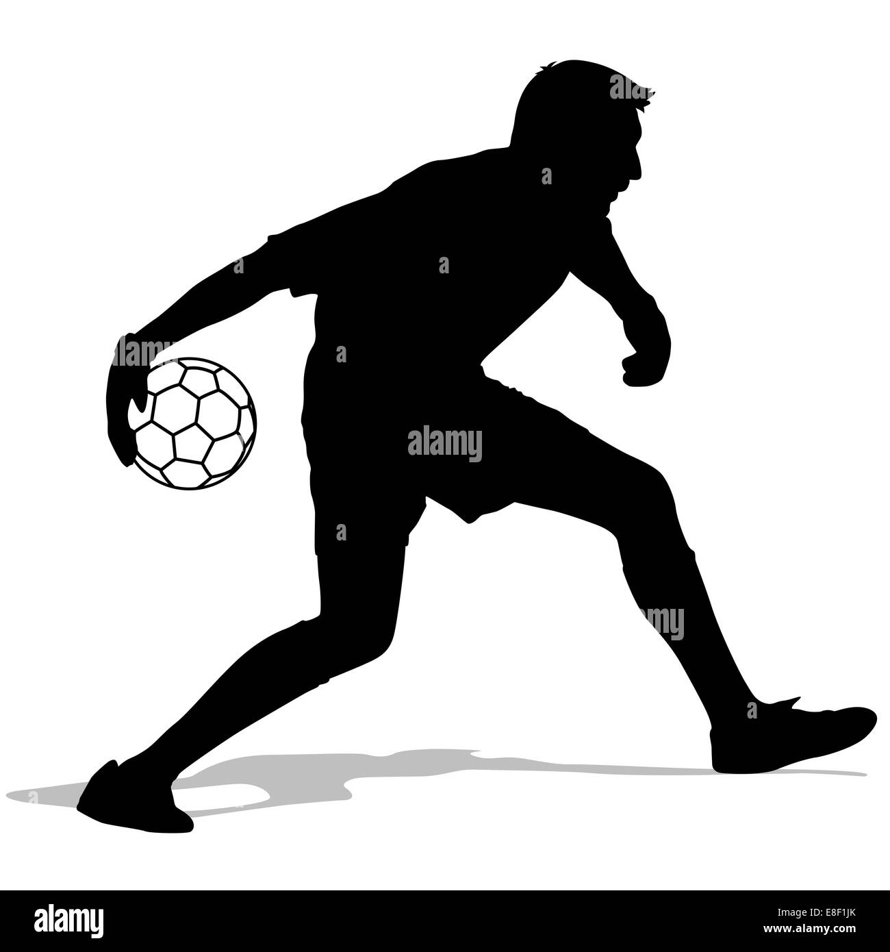 silhouettes of soccer players with the ball. Vector illustration Stock ...
