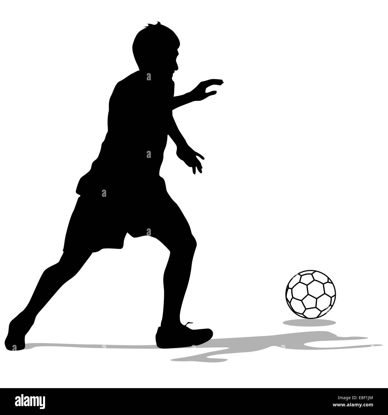 silhouettes of soccer players with the ball. Vector illustration Stock ...