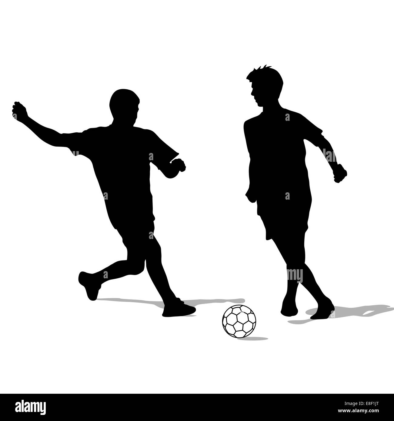 silhouettes of soccer players with the ball. Vector illustration Stock ...