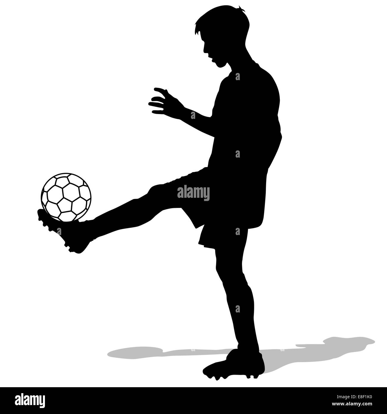 silhouettes of soccer players with the ball. Vector illustration Stock ...
