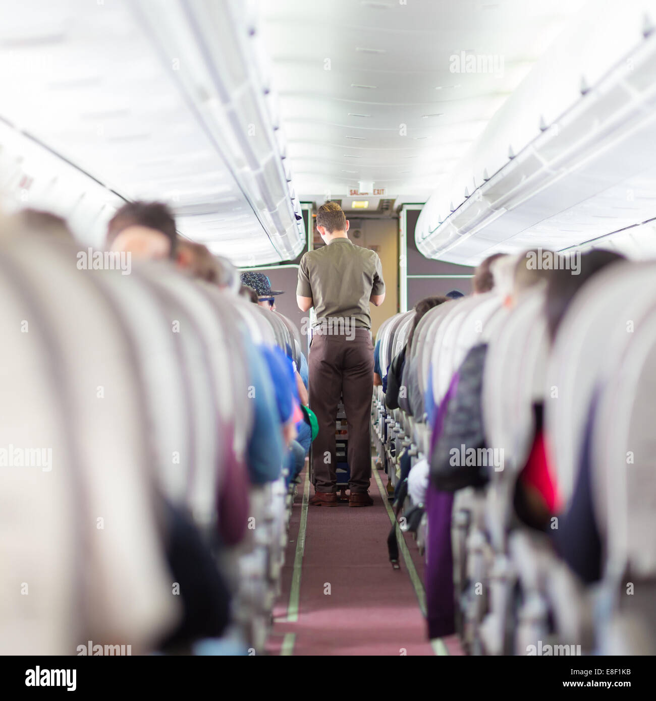Steward on the airplane. Stock Photo