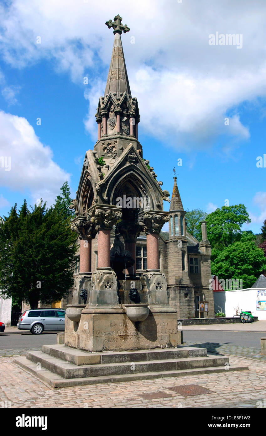 The Atholl Memorial Fountain, Dunkeld, Perthshire, Scotland. Stock Photo