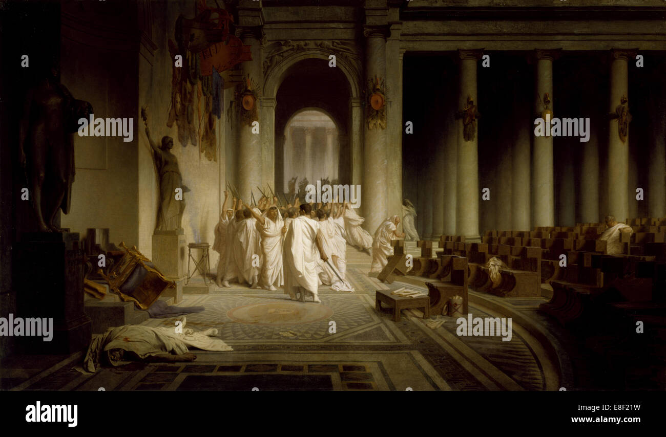 The Death of Caesar. Artist: Gerôme, Jean-Léon (1824-1904) Stock Photo