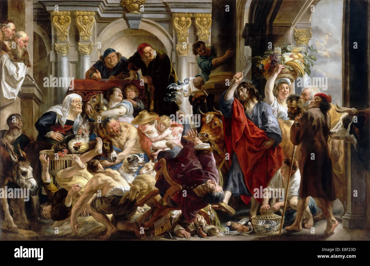 Christ Driving the Money Changers from the Temple. Artist: Jordaens, Jacob (1593-1678) Stock Photo