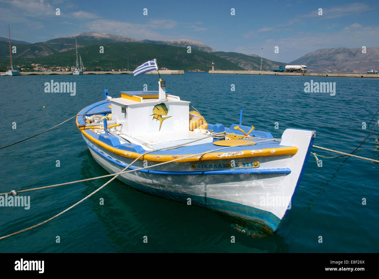 Boat in the harbour of Sami, Kefalonia, Greece Stock Photo - Alamy