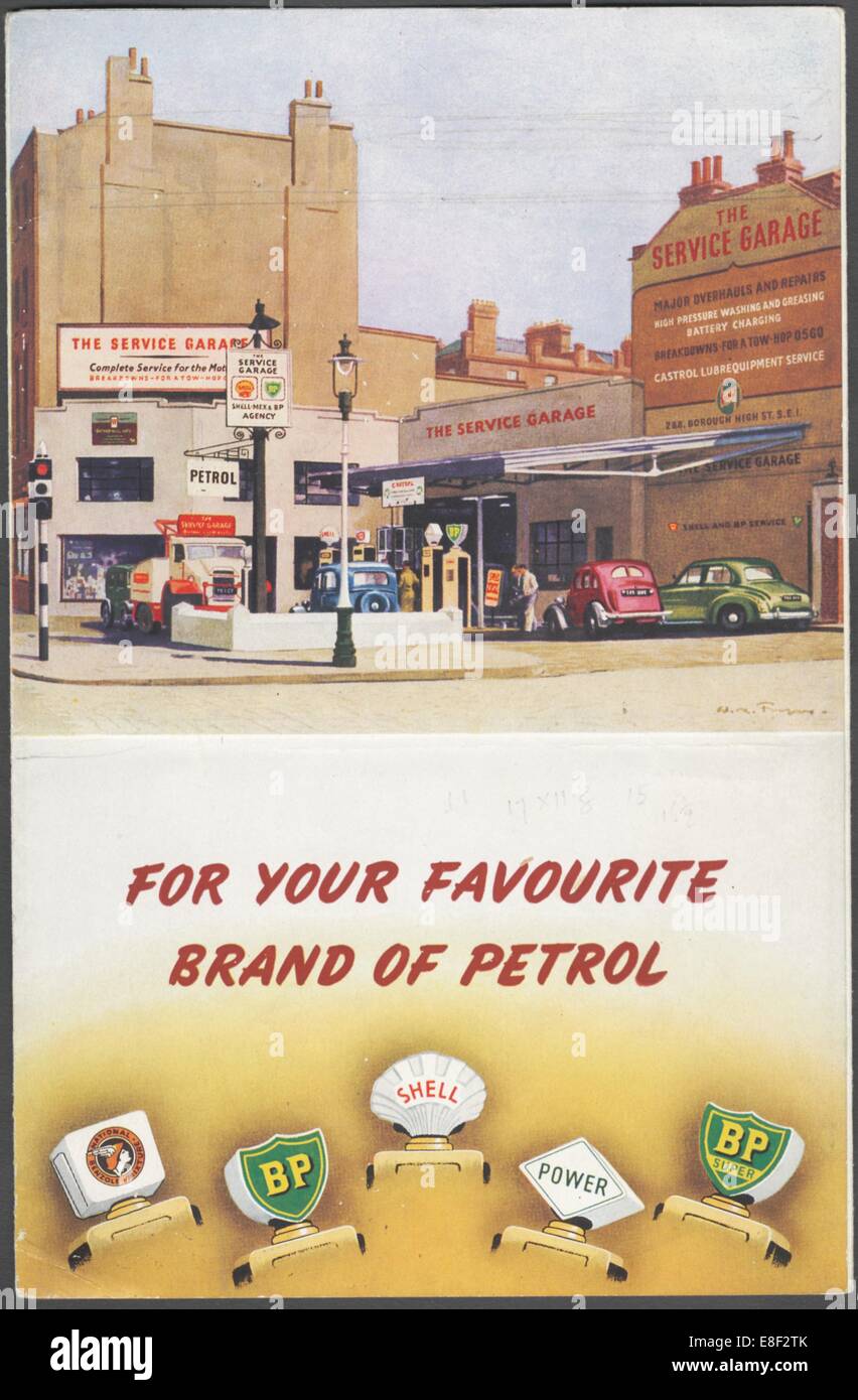 Shell, BP, National Benzole, 1950s. Artist: Wilfred Fryer Stock Photo