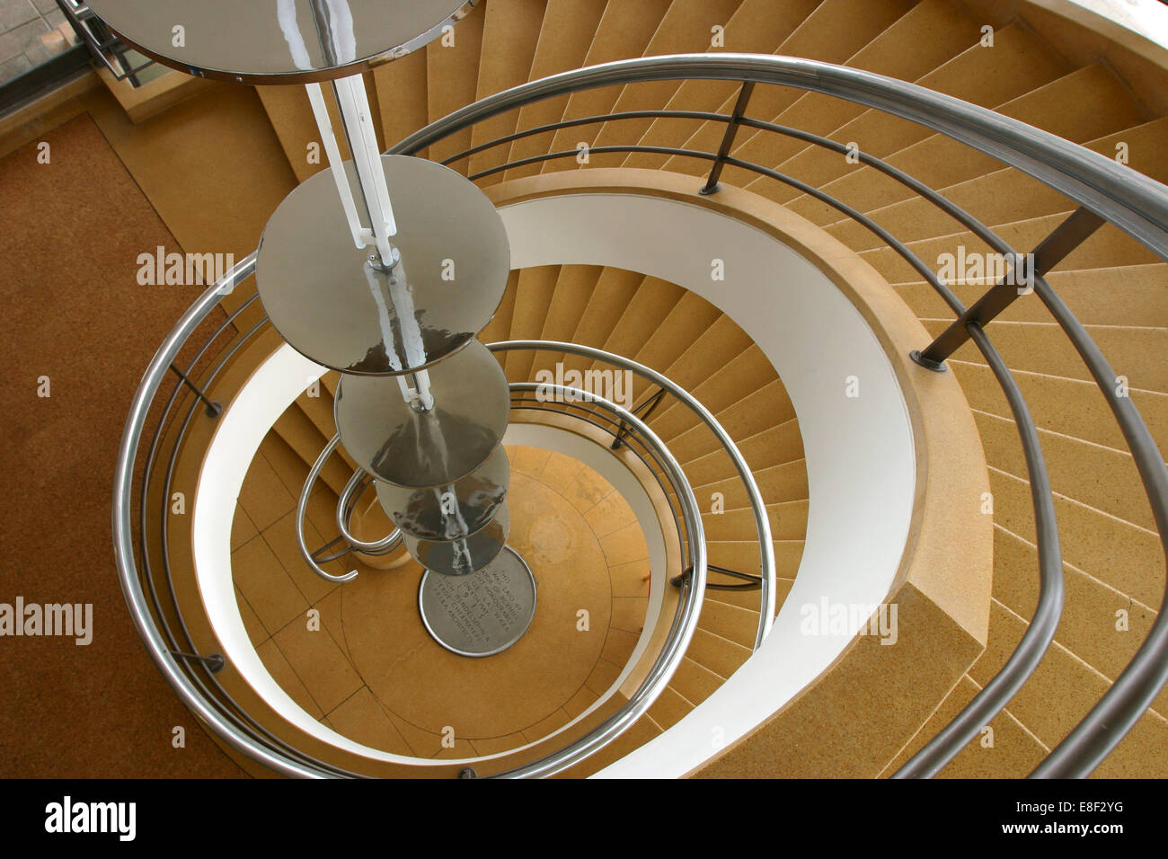 South staircase, De La Warr Pavilion, Bexhill on Sea, East Sussex. Stock Photo