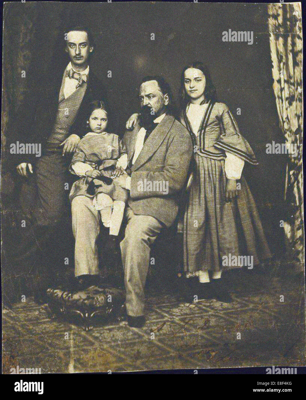 Alexander Herzen with his children after the death of his wife Natalie Artist: Anonymous Stock Photo