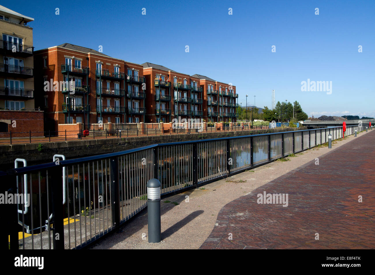 Flats besides Roath Basin, Cardiff Bay, Wales, UK Stock Photo Alamy