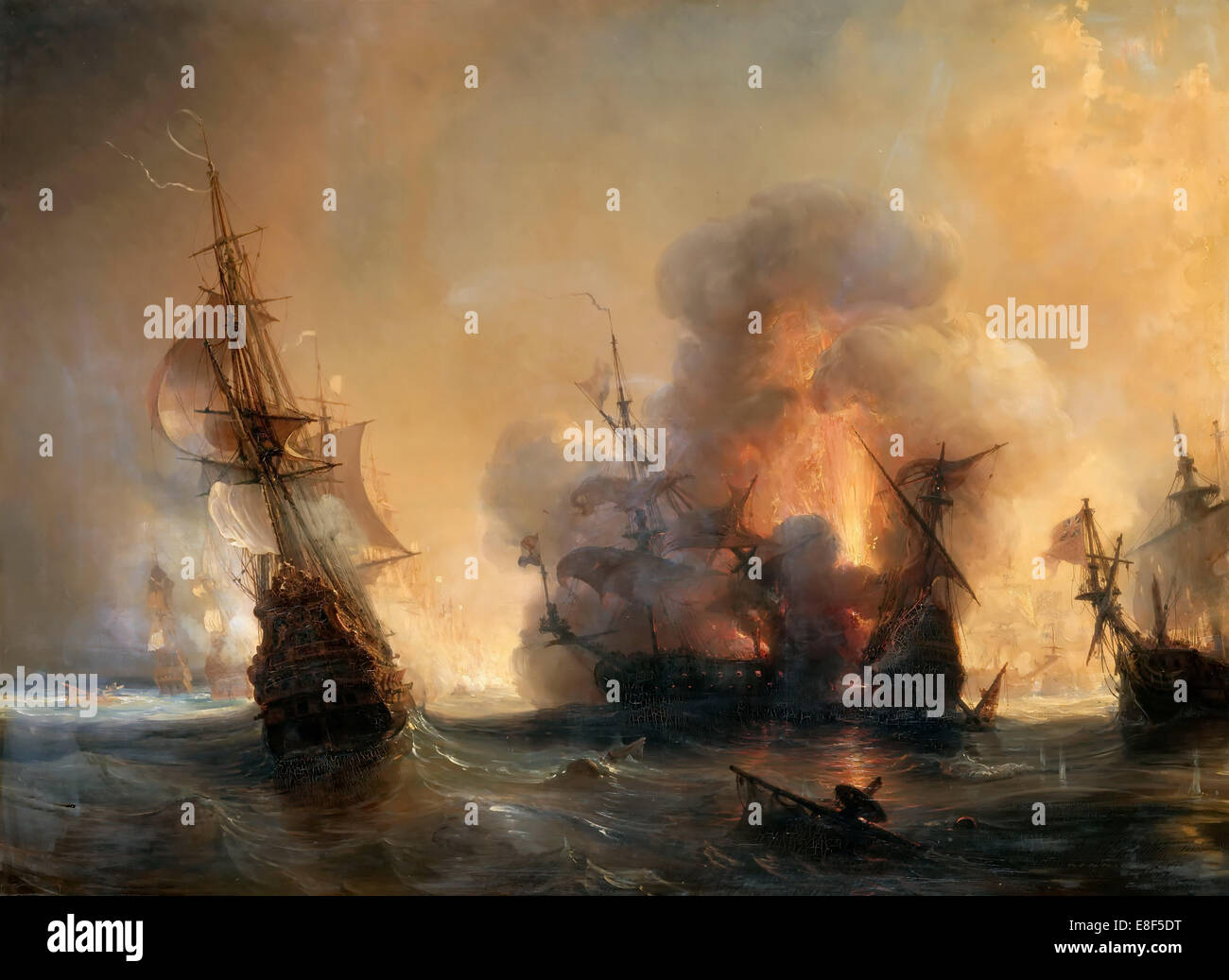 The Naval Battle of Lagos on 27 June 1693. Artist: Gudin, Théodore (1802-1880) Stock Photo