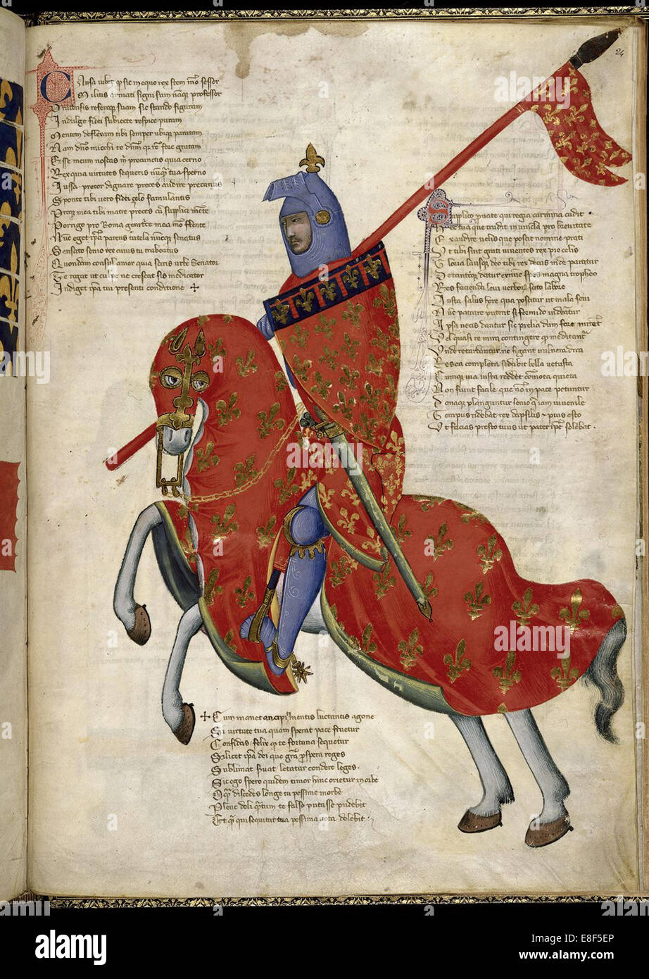 A knight from Prato (From Regia Carmina by Convenevole da Prato). Artist: Pacino di Buonaguida (active 1302-1343) Stock Photo