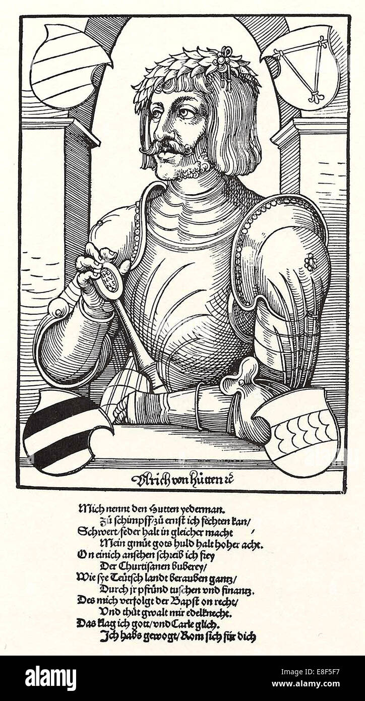 Portrait of Ulrich von Hutten (1488-1523). Artist: Schoen, Erhard (1491-1592) Stock Photo