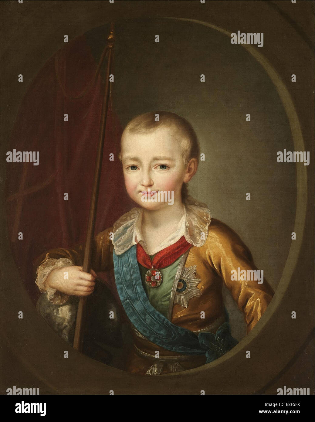 Portrait of Grand Duke Alexander Pavlovich (Alexander I) as Child. Artist: Levitsky, Dmitri Grigorievich (1735-1822) Stock Photo