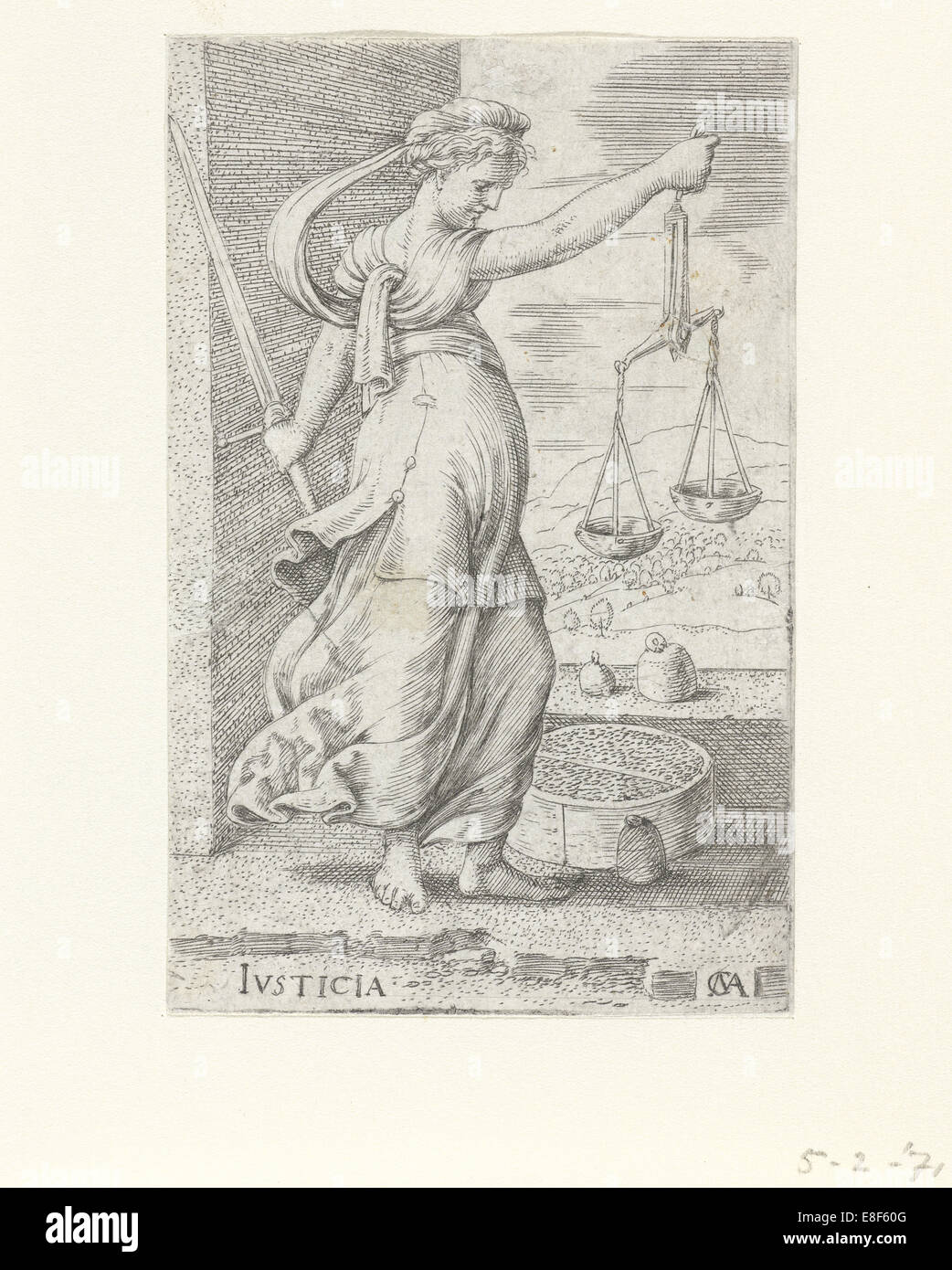 Justitia (Justice). Artist: Massys, Cornelis (1510-1556) Stock Photo