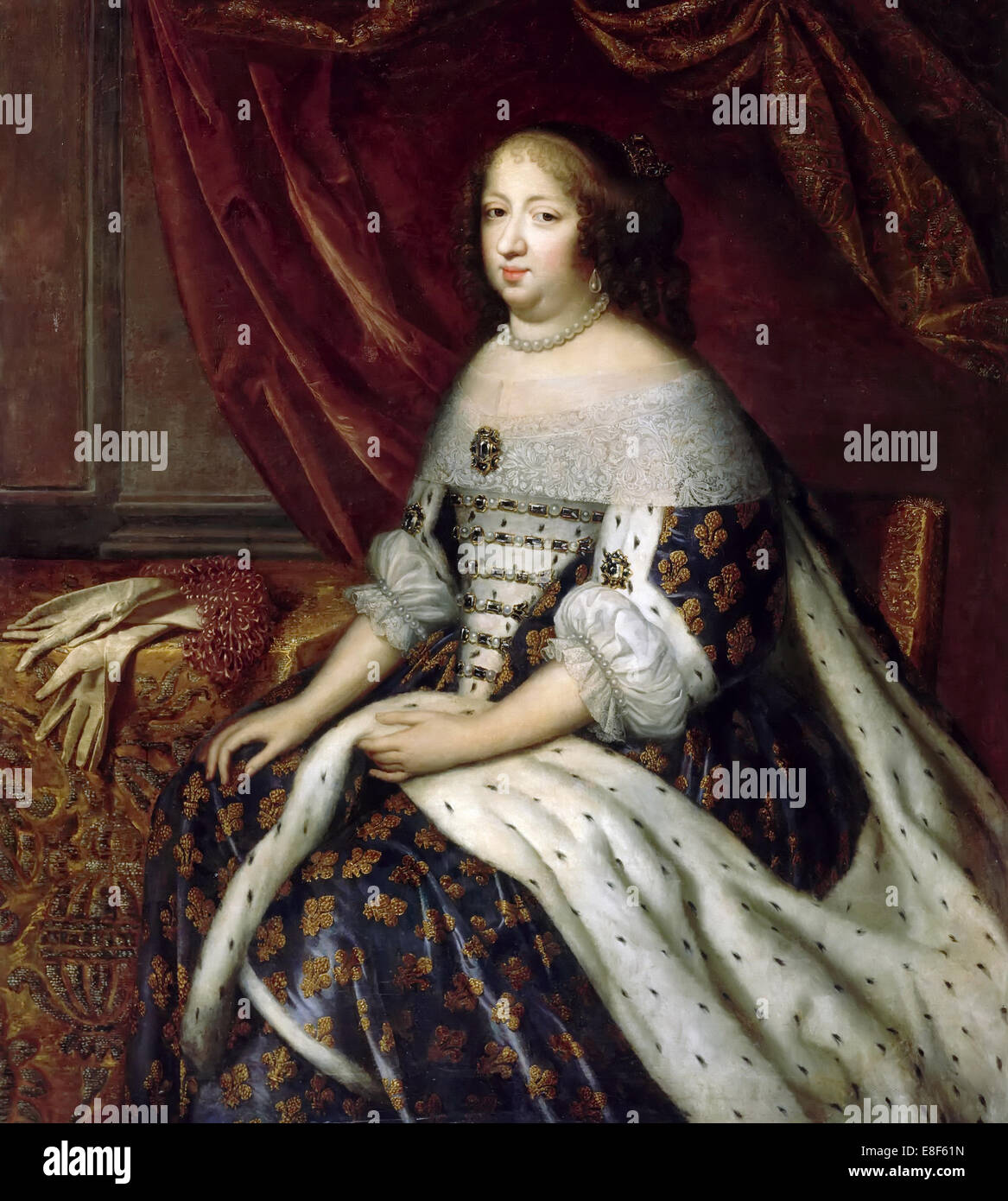 Portrait of Anne of Austria (1601-1666). Artist: Beaubrun, Henri (1603-1677) Stock Photo