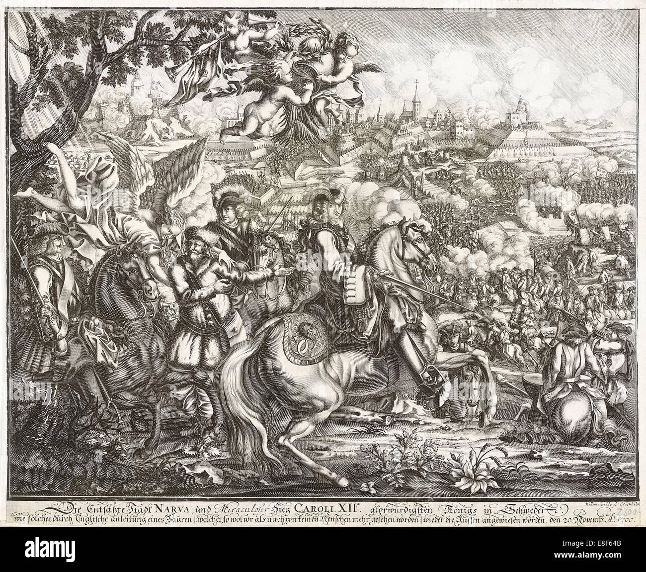 The Battle of Narva on 19 November 1700. Artist: Swidde, Willem (1660-1697) Stock Photo