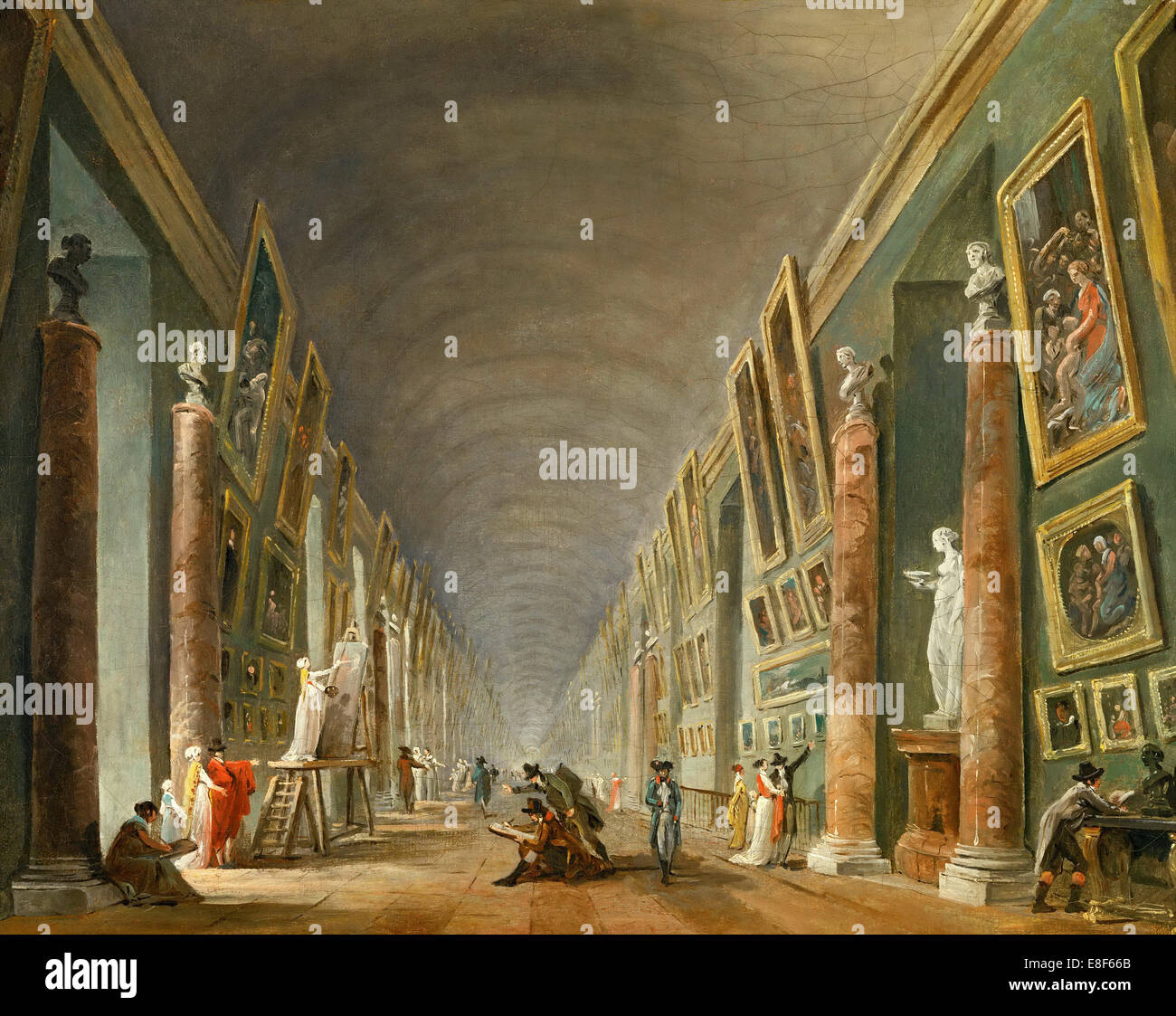 The Grand Galery of the Louvre. Artist: Robert, Hubert (1733-1808) Stock Photo
