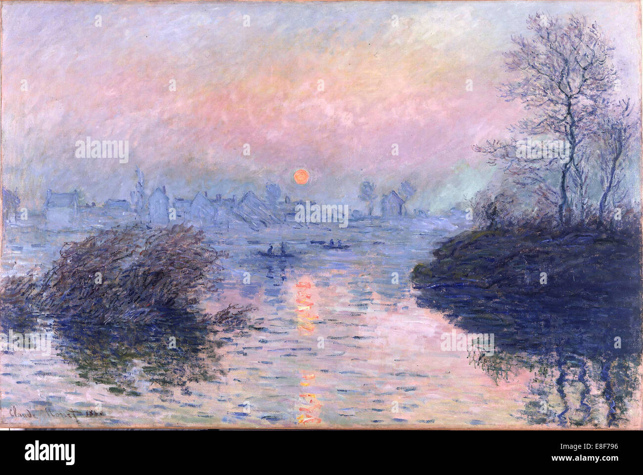 Sunset on the seine at lavacourt hi-res stock photography