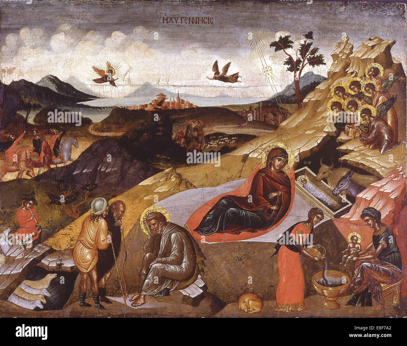 The Nativity of Christ. Artist Greek icon Stock Photo Alamy