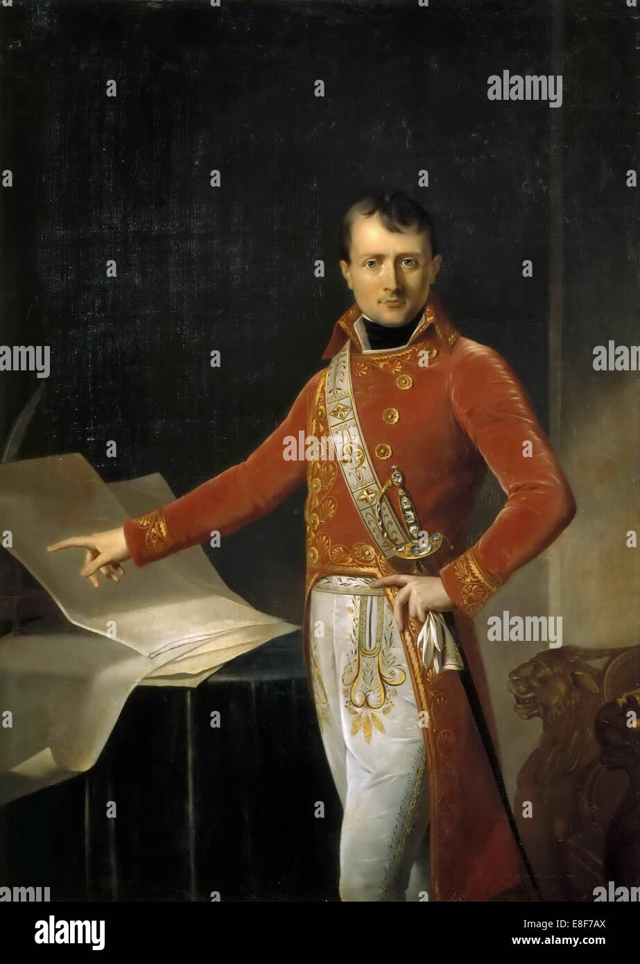 Portrait of Napoleon Bonaparte as First Consul. Artist: Girodet de Roucy Trioson, Anne Louis (1767-1824) Stock Photo