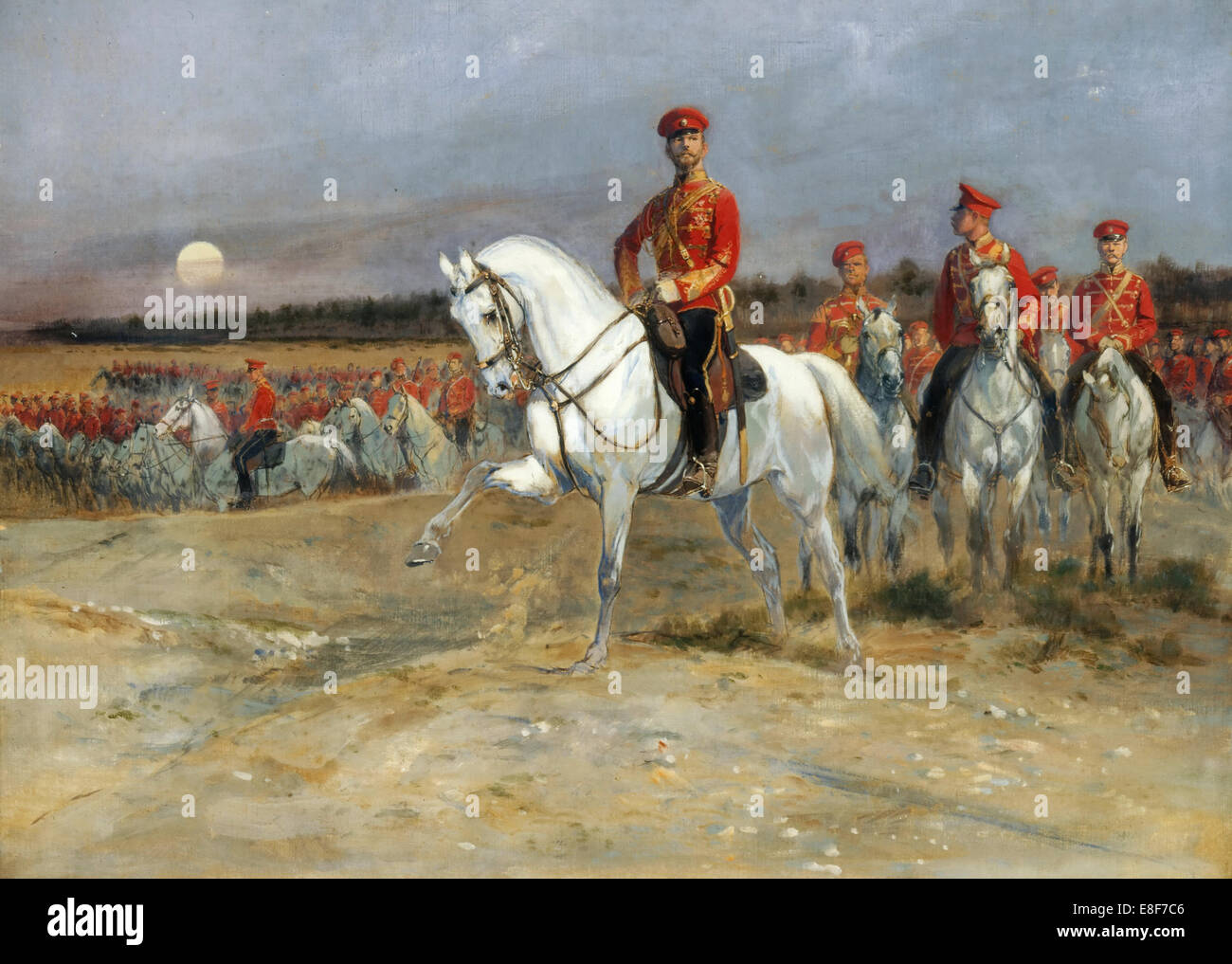 Tsarevich Nicholas Reviewing the Troops. Artist: Detaille, Édouard (1848-1912) Stock Photo