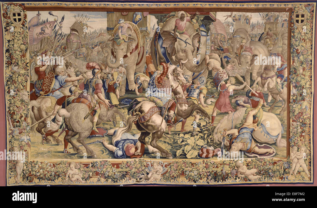 The Battle of Zama. Artist: Romano, Giulio, (after) Stock Photo