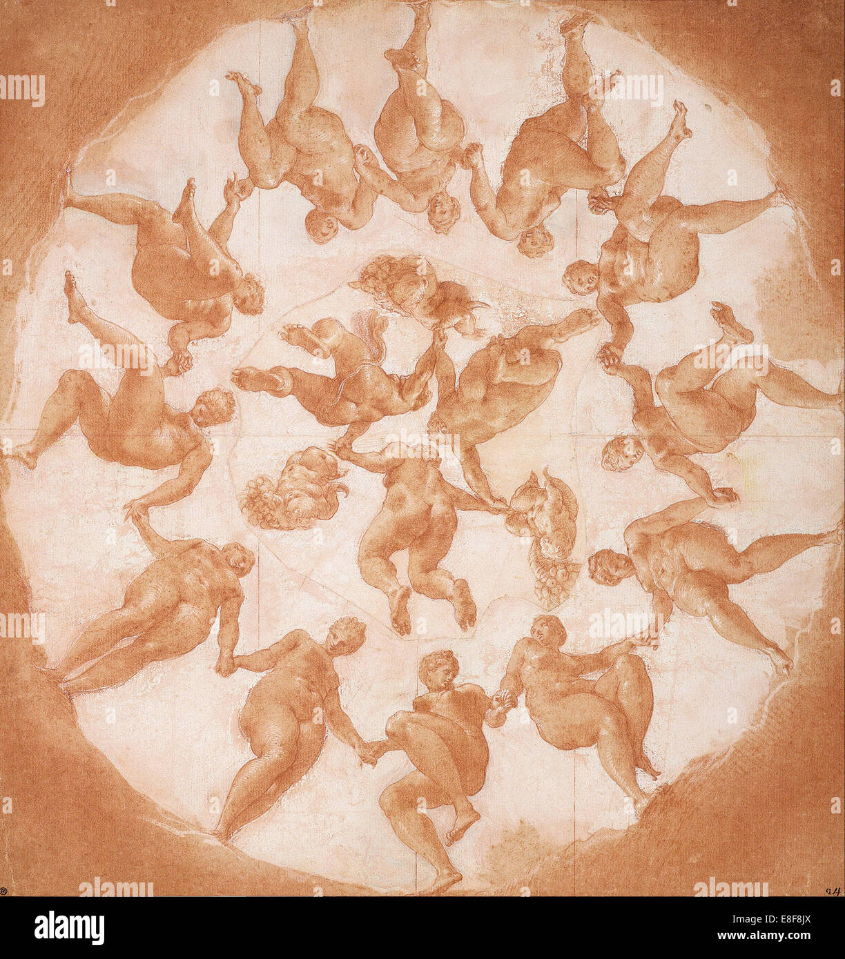Dance of the Hours and three putti with cornucopiae. Artist: Primaticcio, Francesco (1504-1570) Stock Photo