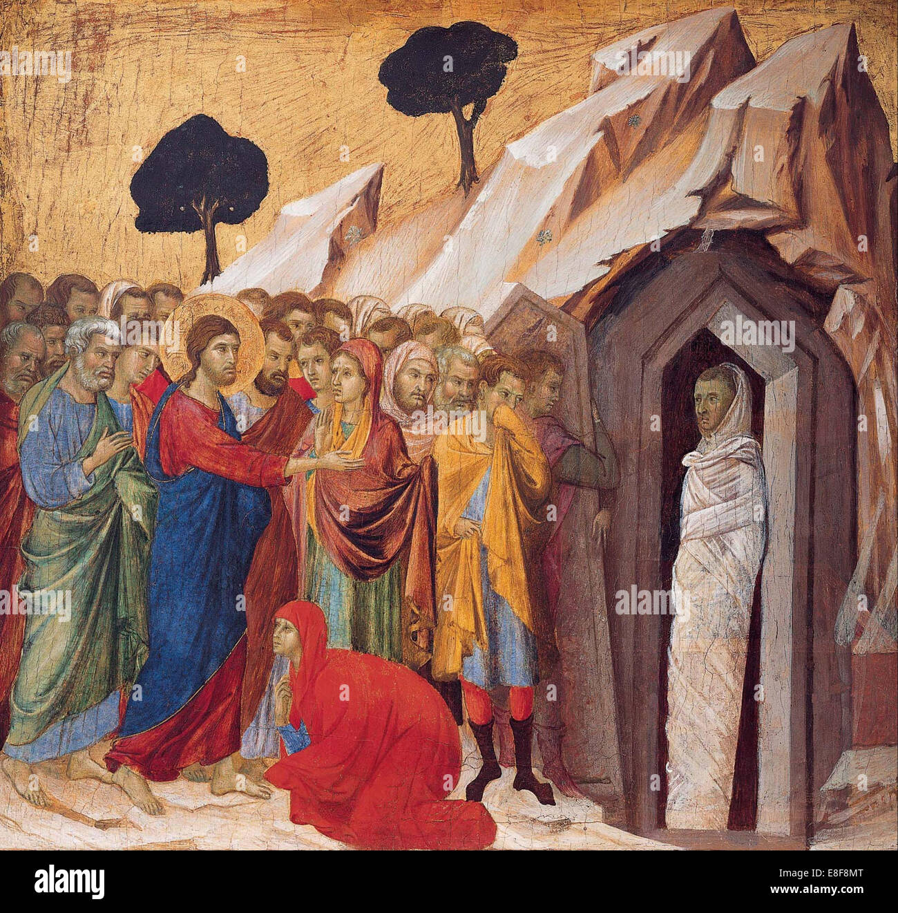 The Raising of Lazarus. Artist: Duccio di Buoninsegna (1260-1318) Stock Photo