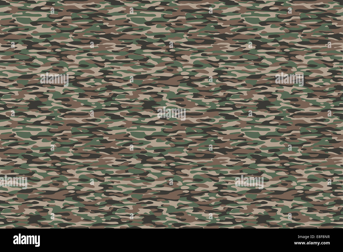 Camouflage Olive Brown Background - Olive brown military camouflage textile pattern. All sides fit perfectly seamless together. Stock Photo