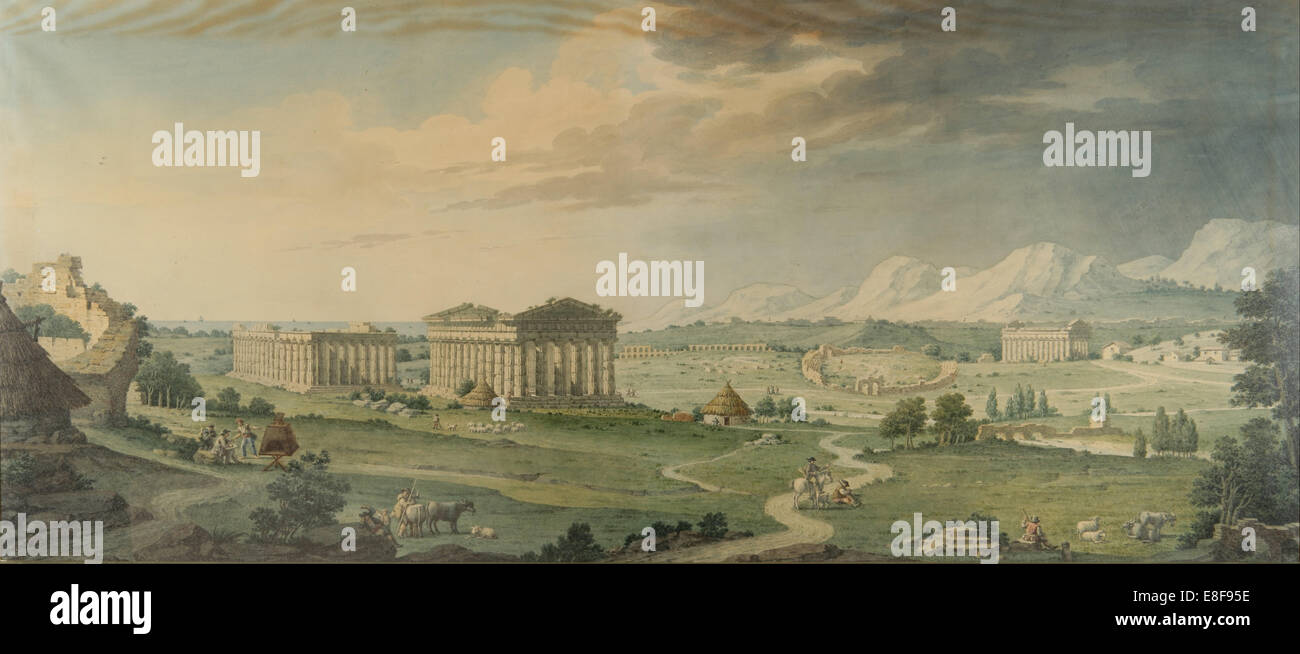 View of Paestum. Artist: González Velázquez, Isidro (1764-1840) Stock Photo