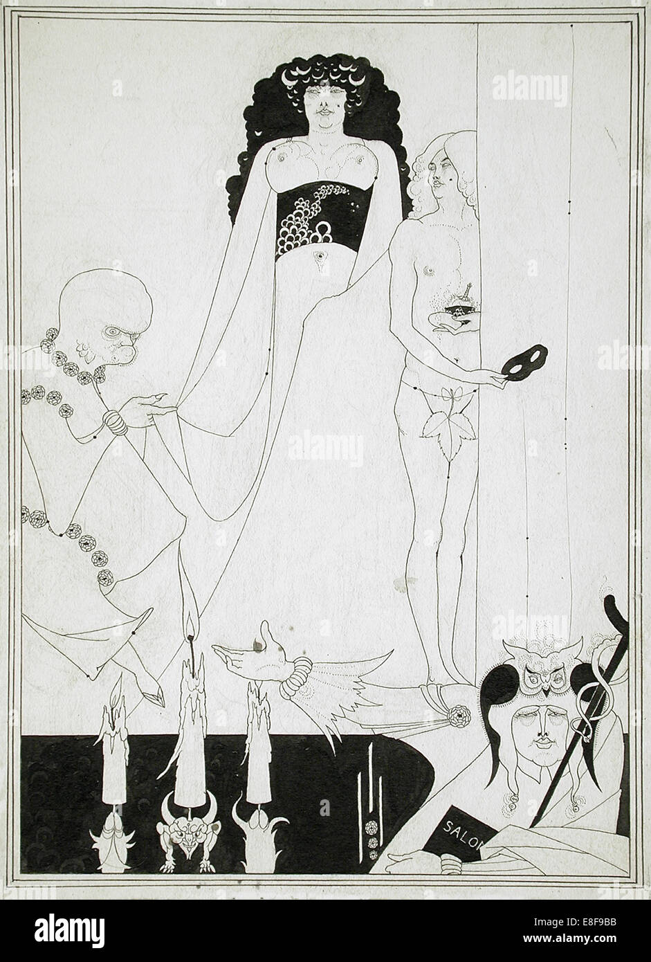 Enter Herodias. Illustration for Salome by Oscar Wilde. Artist: Beardsley, Aubrey (1872–1898) Stock Photo